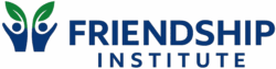 Friendship Institute logo with two people and green leaves symbolizing connection, belonging, and well-being coaching